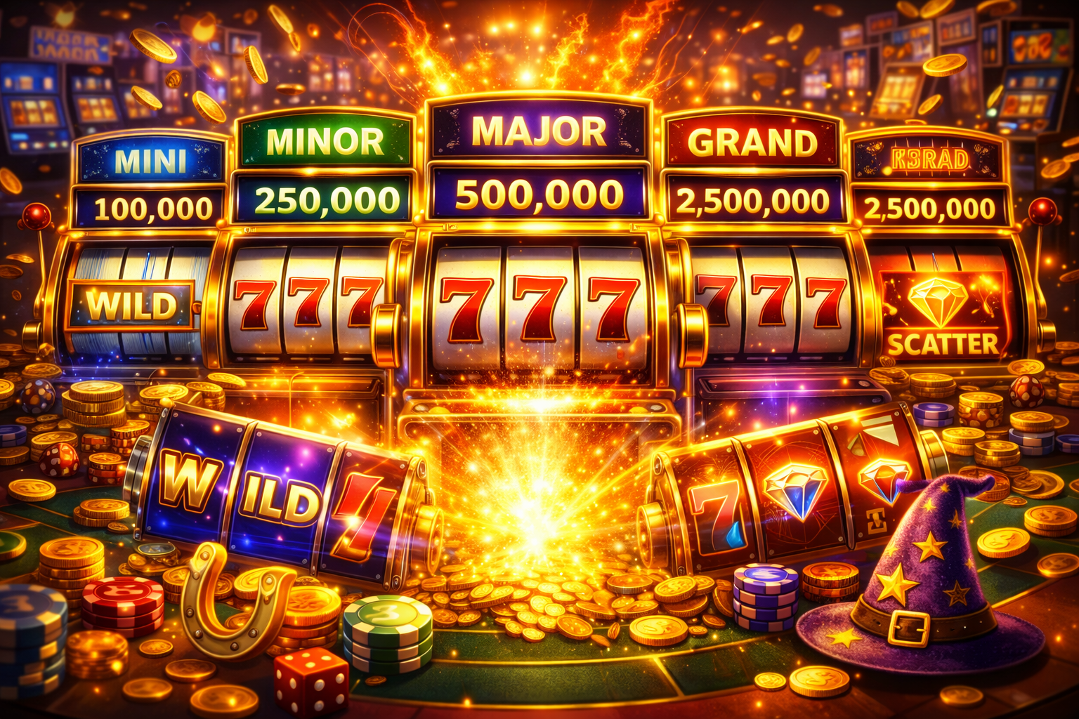 Cảnh jackpot sôi động tại máy xèng